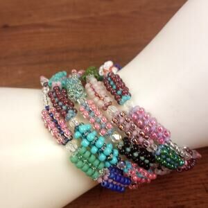 HANDMADE Colorful Beaded Beads Cuff Bracelet. OS